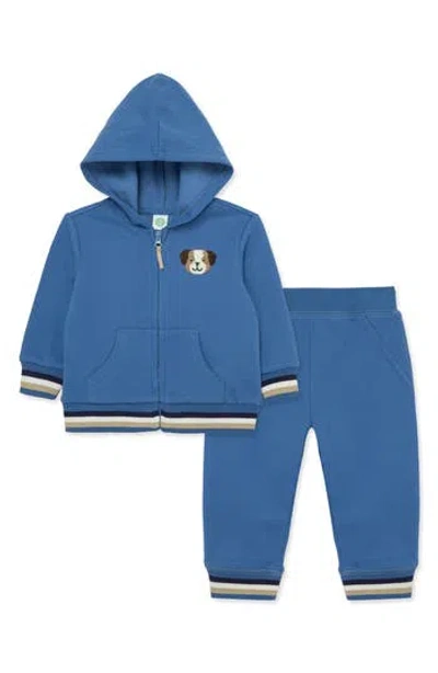 Little Me Babies'  Puppy Zip Hoodie & Joggers Set In Blue