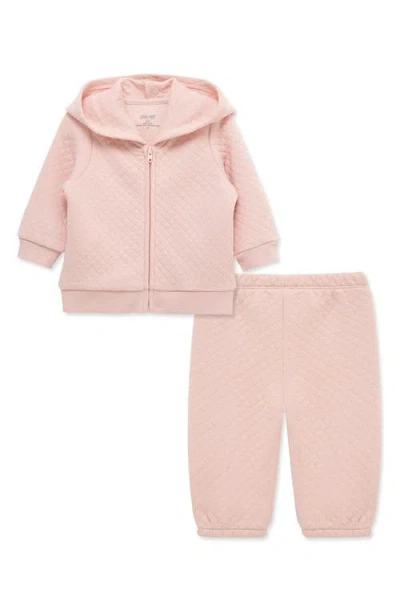 Little Me Babies'  Quilted Full Zip Hoody & Sweatpants Set In Pink