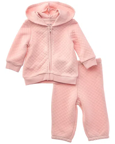 Little Me Kids' Quilted Hoodie Set In Pink