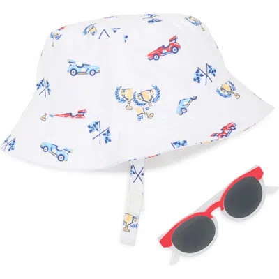 Little Me Babies'  Racing Sun Hat & Sunglasses Set In White