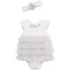 Little Me Rainbow Skirted Bodysuit & Headband Set In White