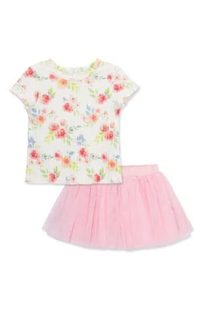 Little Me Babies'  Floral Top & Tutu Skort Set In Rose