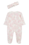 Little Me Rose Hatch Footie & Headband Set In Pink