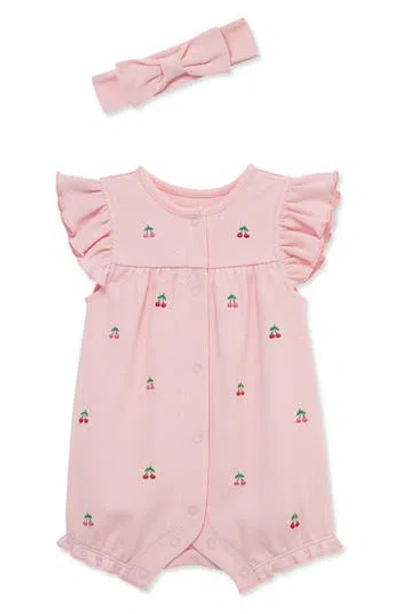 Little Me Rosebud Romper & Headband Set (baby) In Pink