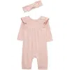 Little Me Baby Girls Jumpsuit & Headband Set In Pink