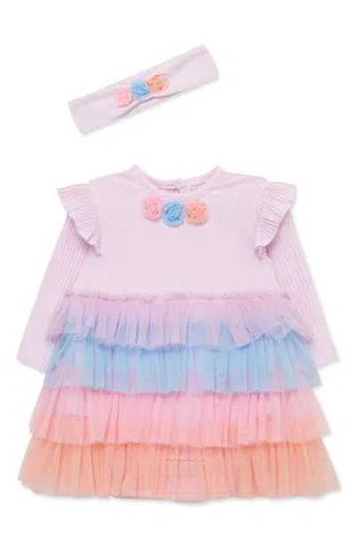 Little Me Baby Girl's 2-piece Tutu Tiered Dress & Bow Set In Lilac