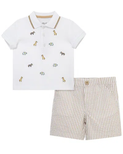 Little Me Kids' Safari Polo Short Set In Gold