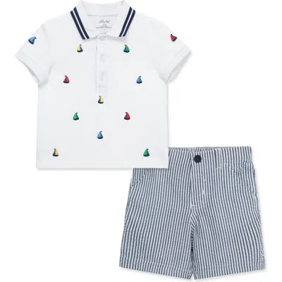Little Me Baby Boys 2-pc. Cotton Sailboat Polo Shirt & Shorts Set In White