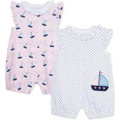 Little Me Sailboat Print 2-pack Rompers In Multi