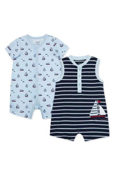 Little Me Babies' Sailboat Set Of 2 Rompers In Blue