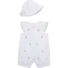 Little Me Baby Girls Sailboats Cotton Romper & Hat, 2 Piece Set In Pink