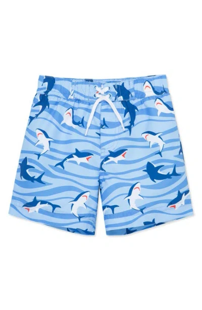 Little Me Babies' Shark Swim Trunks In Blue