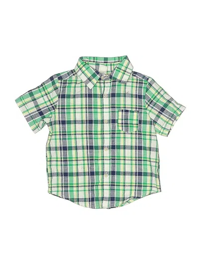 Pre-owned Little Me Kids' Short Sleeve Button Down Shirt In Green