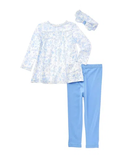 Little Me Smocked Tunic Set In Blue