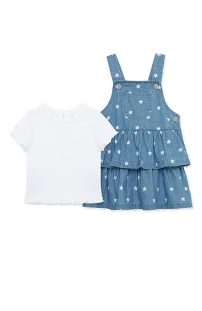 Little Me Babies'  Star Print Chambray Jumper & T-shirt Set In Blue