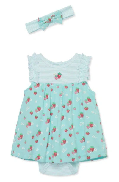Little Me Babies' Strawberry Skirted Bodysuit & Headband Set In Green