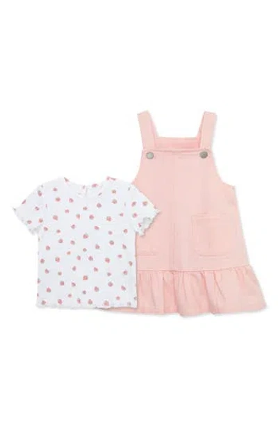 Little Me Strawberry T-shirt & Jumper Set In Pink