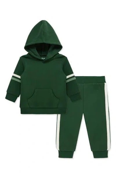 Little Me Babies'  Stripe Hoodie & Joggers Set In Green