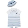 Little Me Stripe Romper & Hat In Multi