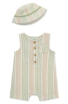 Little Me Stripe Romper & Hat Set In Multi