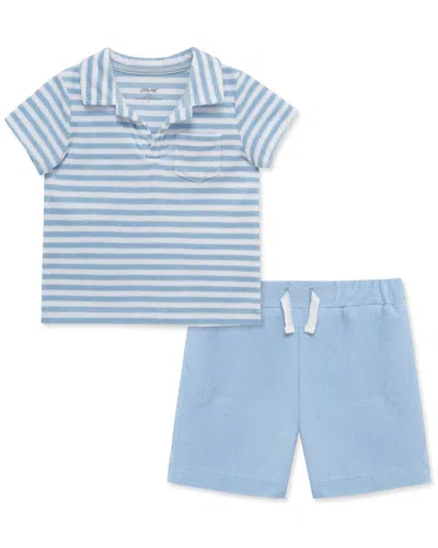 Little Me Kids' Stripe Terry Set In Blue