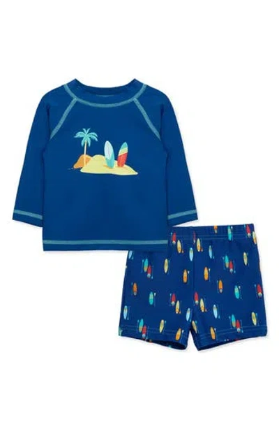 Little Me Babies'  Surf Long Sleeve Two-piece Rashguard Set In Blue