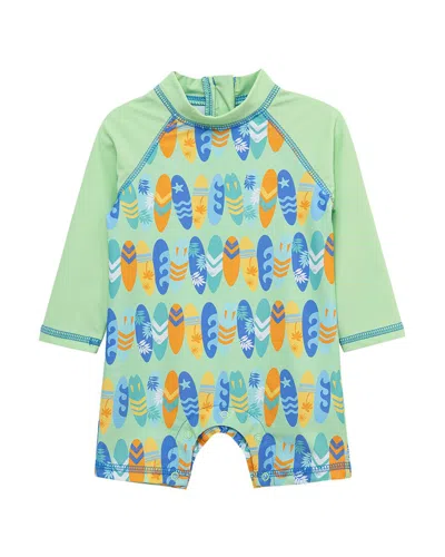 Little Me Surf Rashguard Suit In Green
