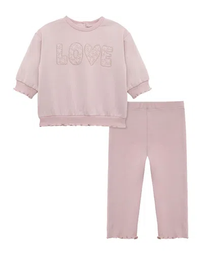 Little Me Sweatshirt Set In Pink