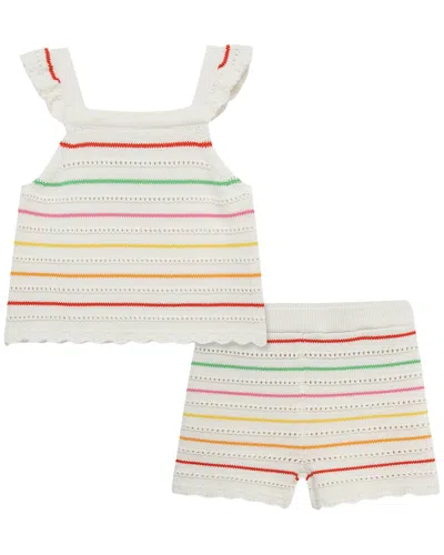 Little Me Kids' Thin Stripe Pointelle Knit Set In Multi