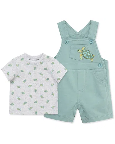 Little Me Kids' Turtle Shortall In Blue