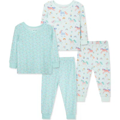 Little Me Babies'  Unicorn 4-piece Pajamas In Blue