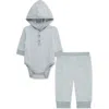 Little Me Waffle Knit Bodysuit & Pants Set In Gray