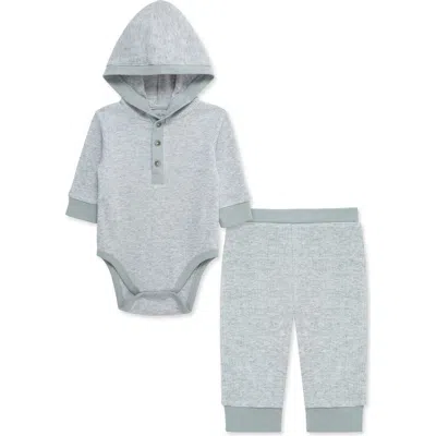 Little Me Babies'  Waffle Knit Bodysuit & Pants Set In Gray