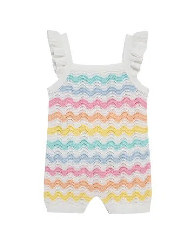 Little Me Kids' Wavy Pointelle Knit Romper In Multi
