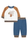 Little Me Western Active Cotton Sweatshirt & Pants Set In Multi