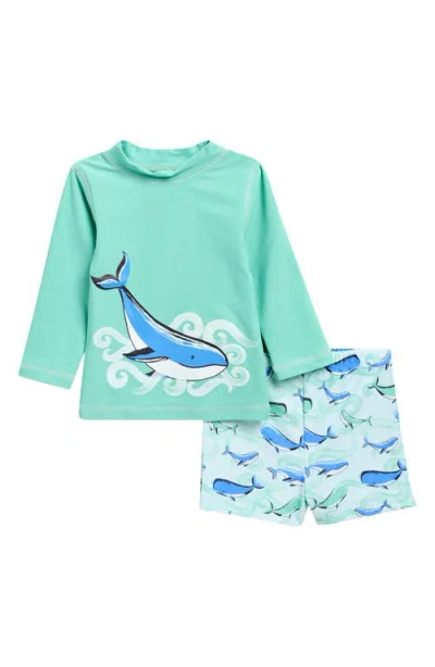 Little Me Babies'  Whale Long Sleeve Upf 50+ Two-piece Rashguard Swimsuit In Multi