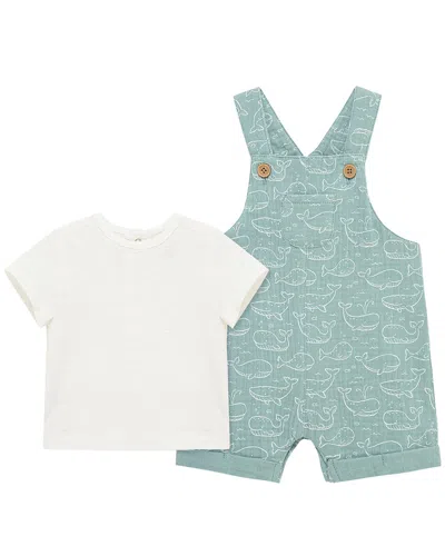 Little Me Kids' Whales Shortall Set In Green