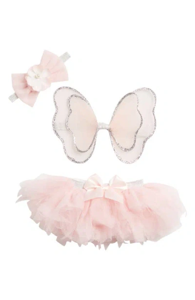 Little Me Babies' Wing, Bow Headband & Tutu Set In Pink Multi