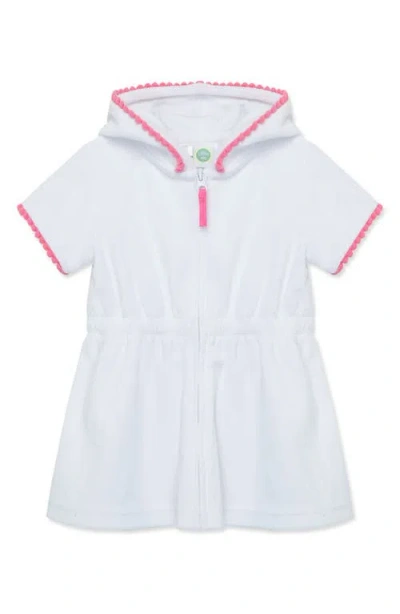 Little Me Babies'  Zip Hooded Cover-up Dress In White
