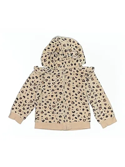 Pre-owned Little Me Kids' Zip Up Hoodie In Tan