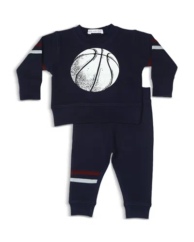 Little Mish Boys' Basketball French Terry Top & Pants Set - Baby In Black