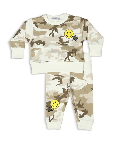 Little Mish Boys' Chenille Patches Camo French Terry Top & Pants Set - Baby In Multi
