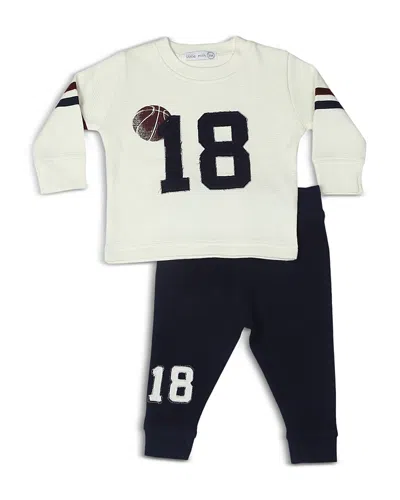Little Mish Boys' Varsity Number Applique Thermal Shirt & Pants Set - Baby In Sand/navy