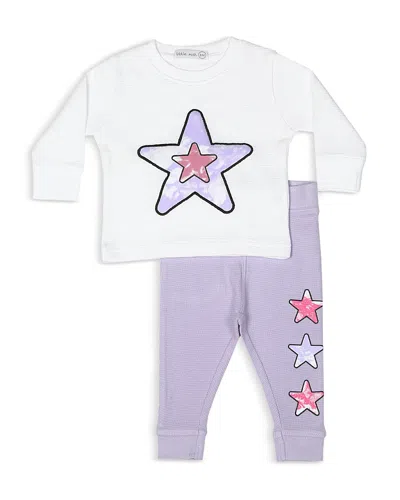 Little Mish Kids' Girls' Tie Dyed Star Shirt & Pants Set - Toddler In White
