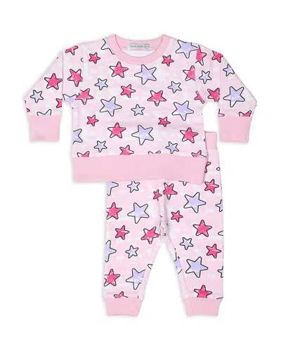 Little Mish Girls' Tie Dyed Stars French Terry Top & Pants Set - Little Kid In Pink
