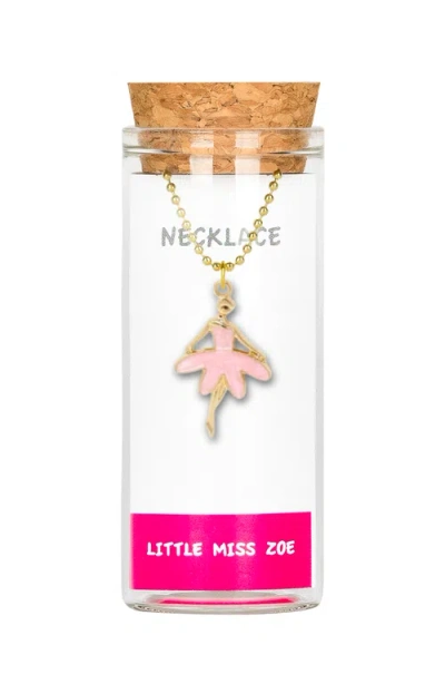 Little Miss Zoe Kids'  Ballerina Charm Necklace In Pink