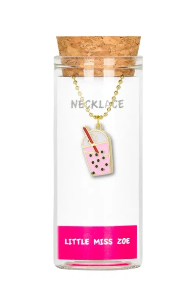 Little Miss Zoe Kids'  Bobba Drink Charm Necklace In Pink