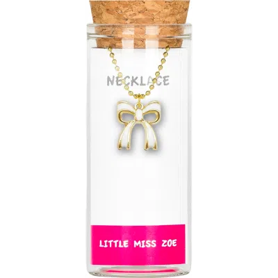 Little Miss Zoe Kids'  Bow Charm Necklace In Gold
