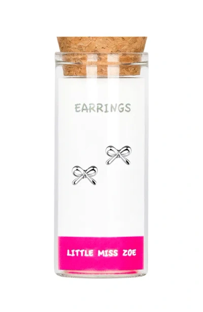 Little Miss Zoe Kids'  Bow Stud Earrings In Metallic