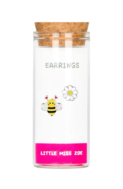 Little Miss Zoe Kids'  Bumblebee/flower Stud Earrings In Gold
